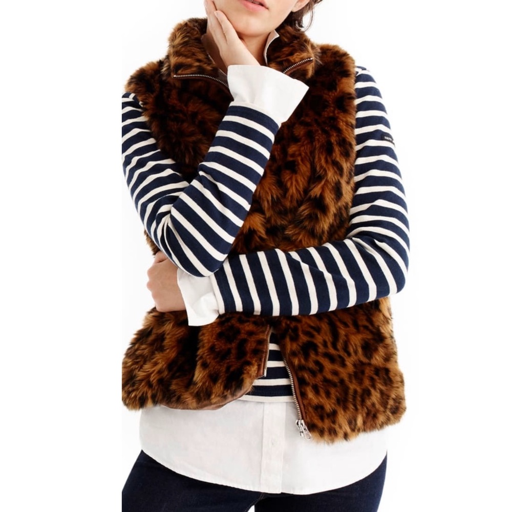 J.Crew Leopard Fur Vest size XS